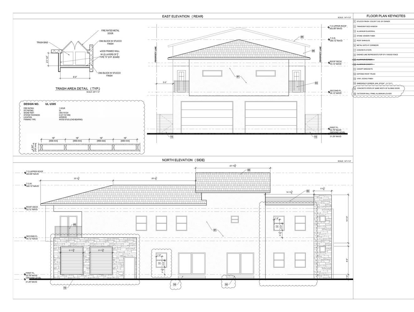 Fourplex - north and east elevations