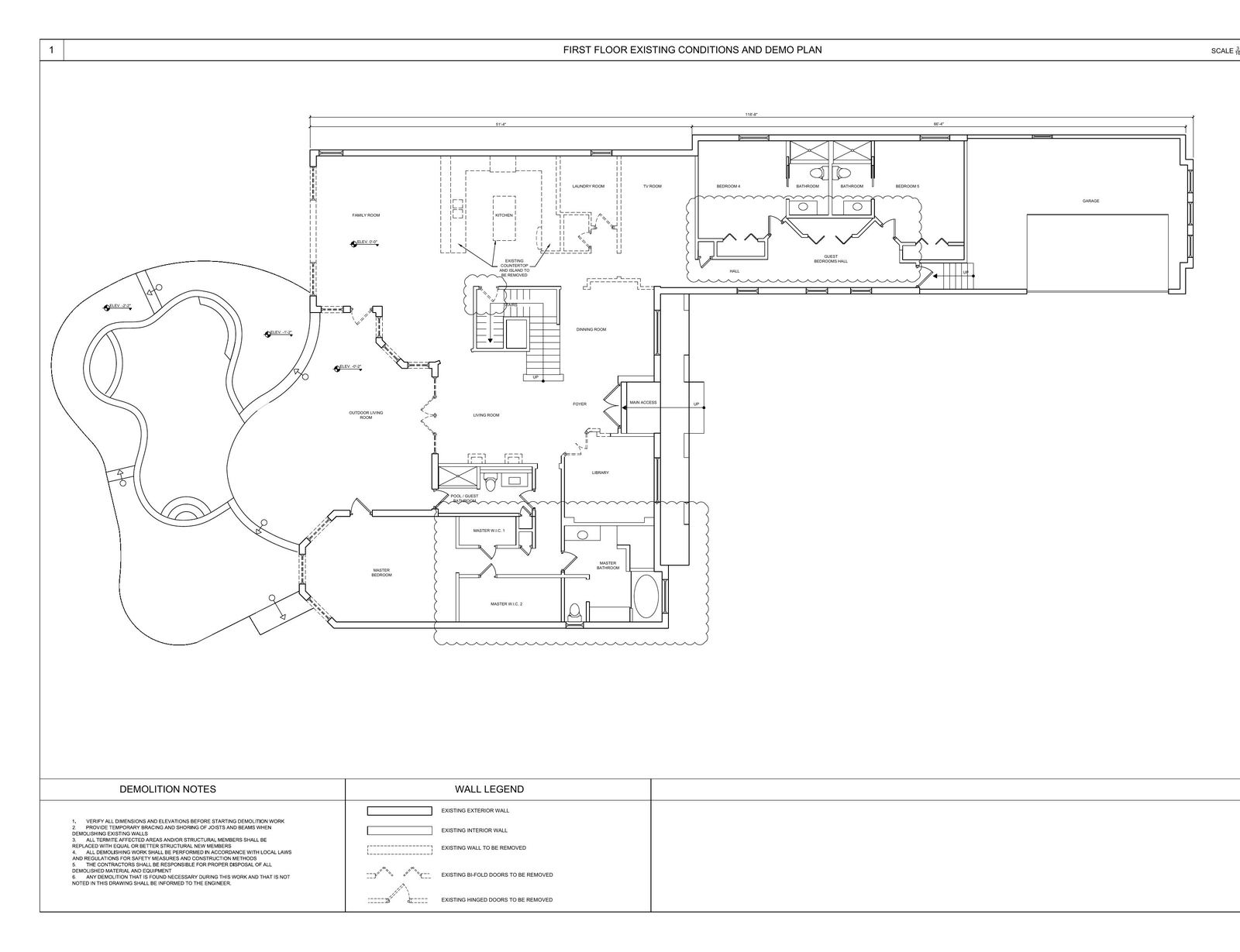 Interior remodel - existing and demo plan
