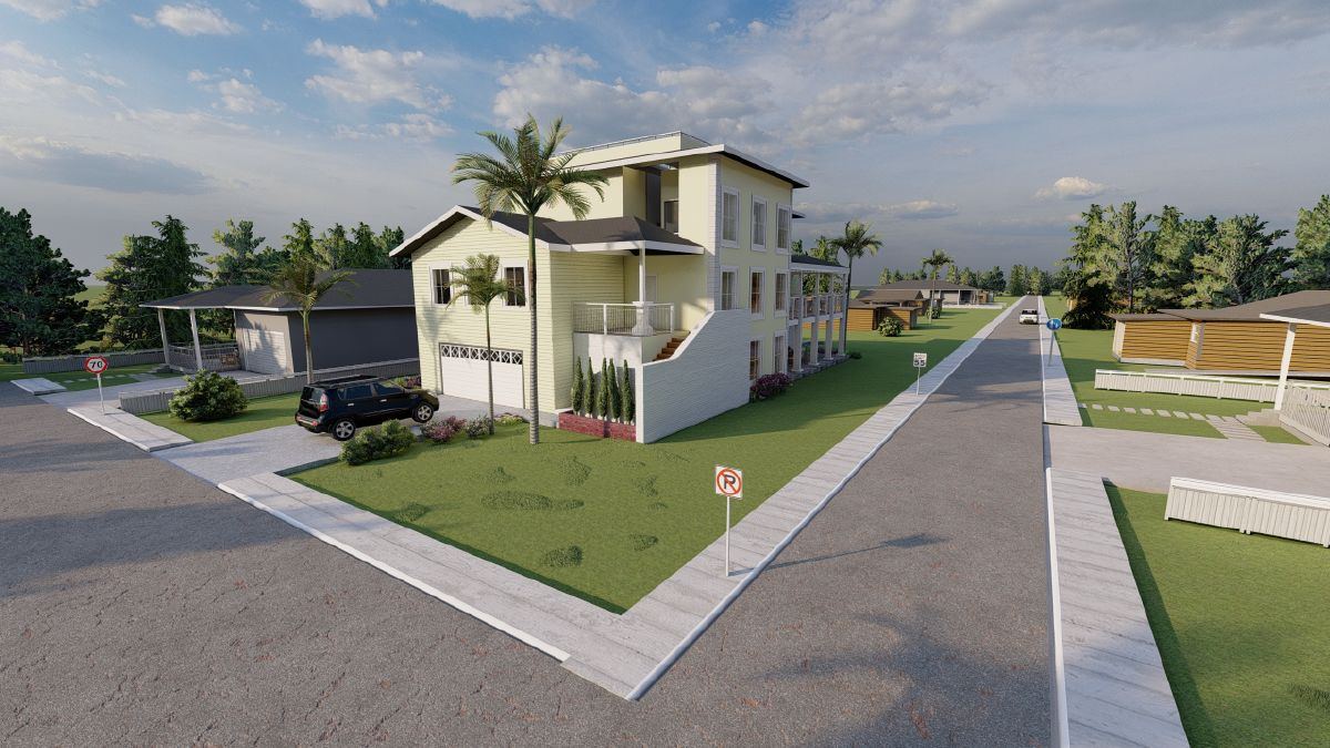 Coastal three-story - street corner