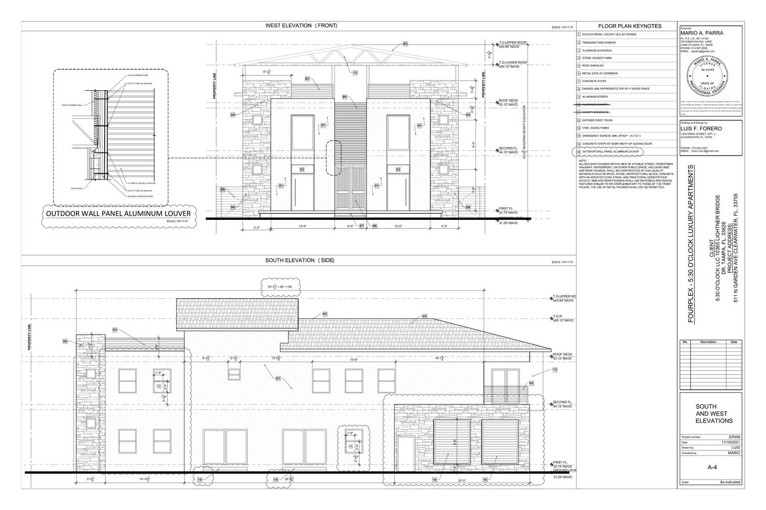 A-4 · South & west elevations