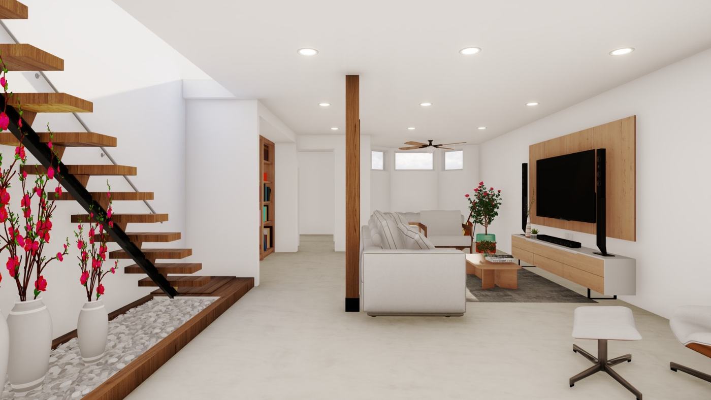 Interior — stair & living